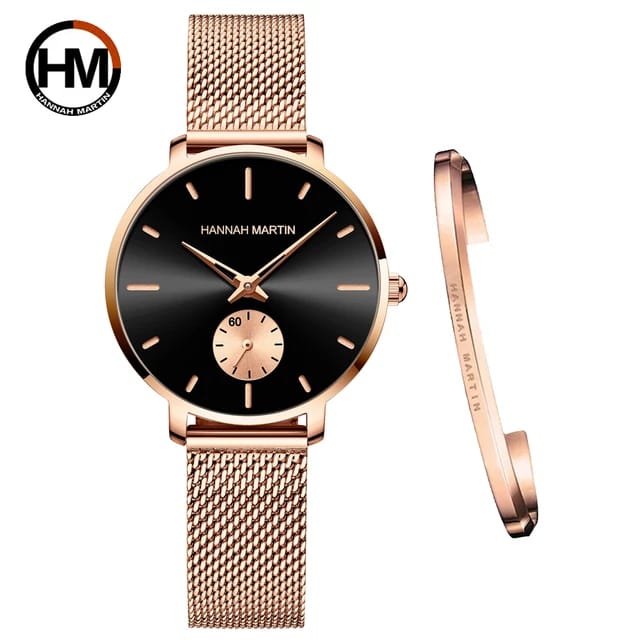Stylish Personalized HANNAH MARTIN 1335 Women Quartz Watch Perfect Stainless Steel band waterproofing decorations Simple Casual