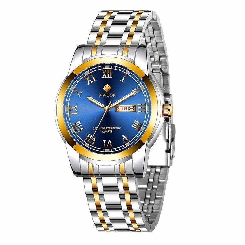 Classic Design Week Date Display WWOOR 701 Wrist Watches For Men Luxury Stainless Steel Waterproof Quartz Men Watch High Quality
