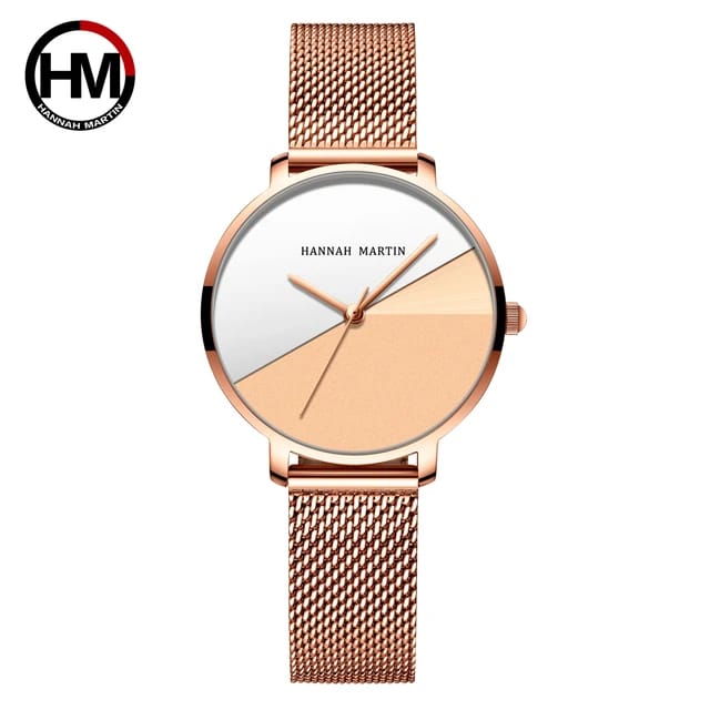 Fashion Style Hot Hannah Martin 033 Rose Gold Stainless steel Mesh For Beautiful Ladies Quartz Watches Womens