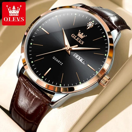 New Design 2025 OLEVS 2935 Men wrist watch brand fashion private label watches Belt high leather quality quartz watch