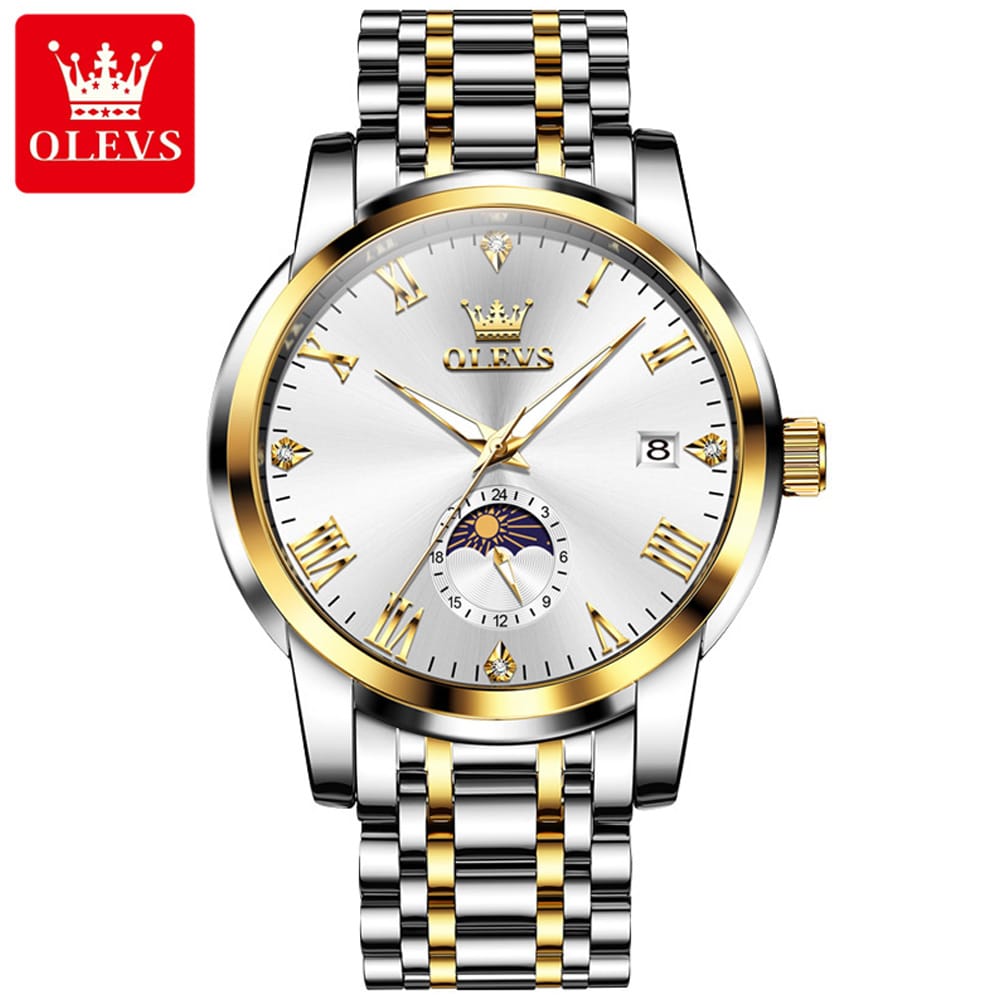 OLEVS 3656 Brand Business Wristwatch Luxury Men's Quartz Original Man Watch Classic Stainless Steel Strap Waterproof Watches