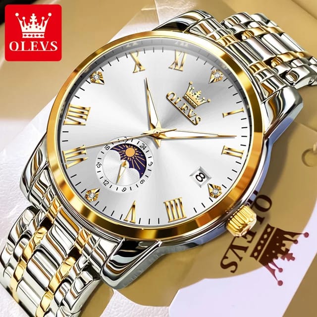 OLEVS 3656 Brand Business Wristwatch Luxury Men's Quartz Original Man Watch Classic Stainless Steel Strap Waterproof Watches