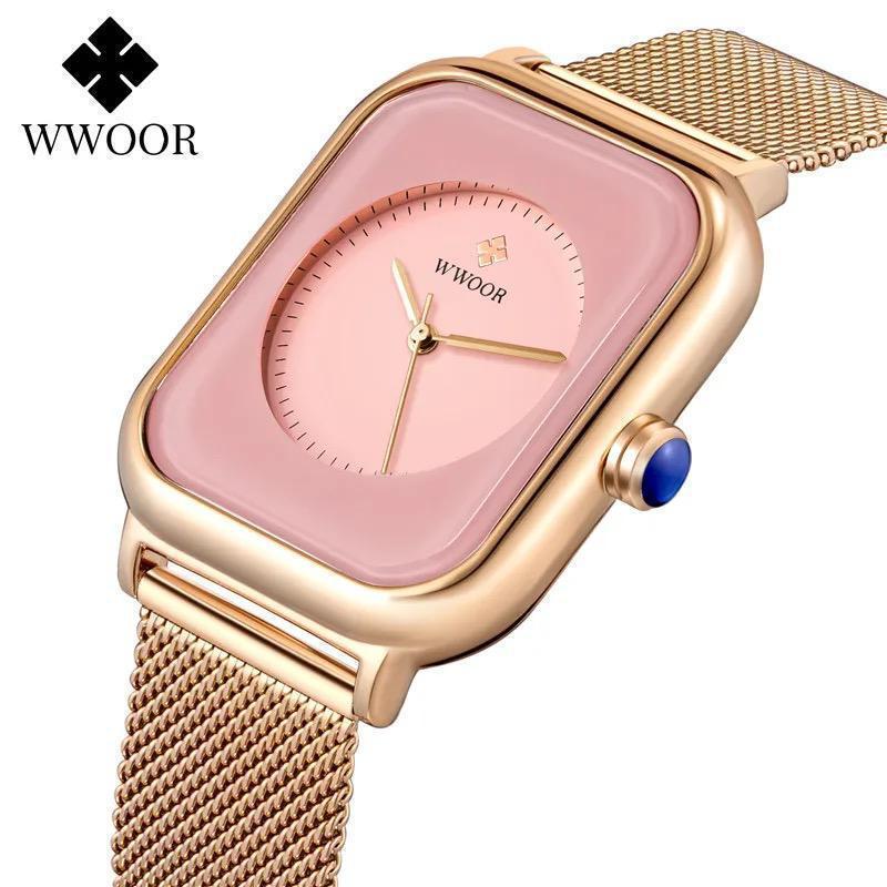 Fashion Ladies Wristwatch WWOOR 8873 Elegant Mesh Strap Waterproof Watches Luxury Quartz Women Watches