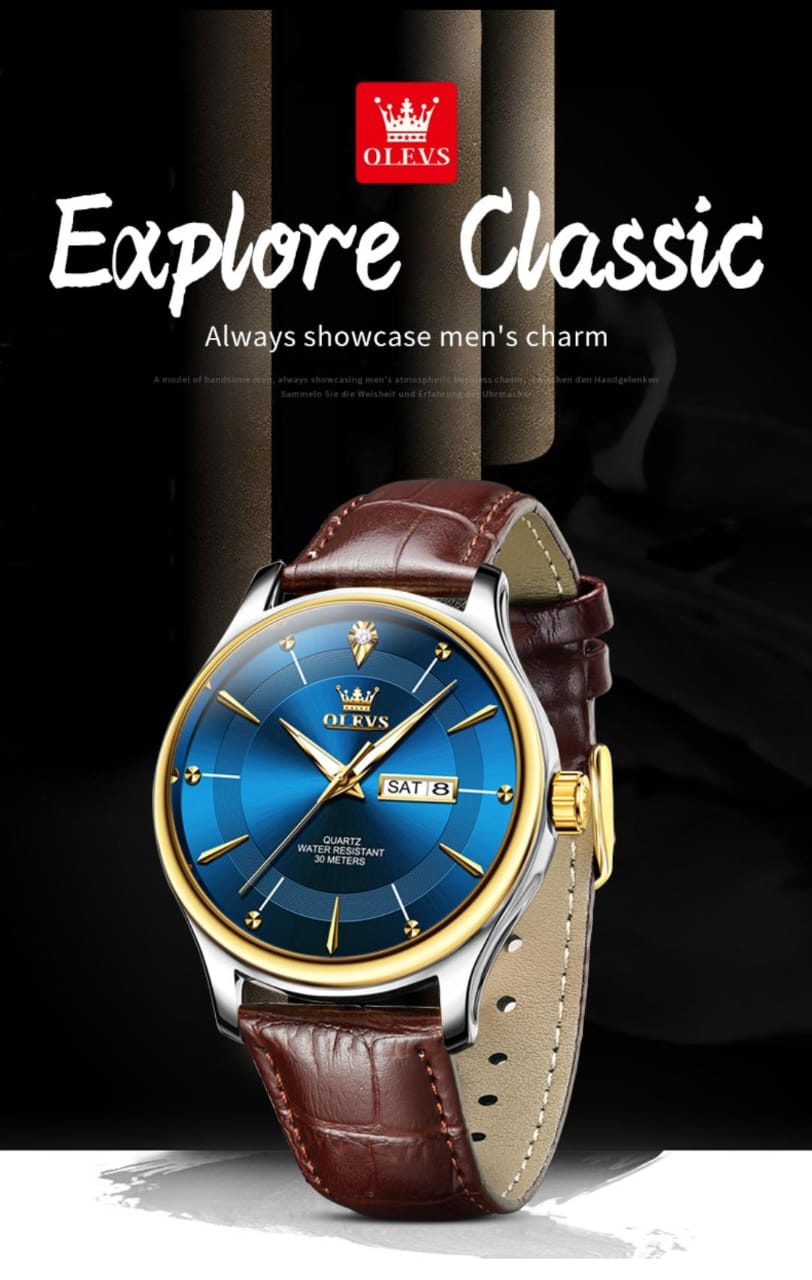 Business men's watches 2025 New Design OLEVS 9908 Casual Luminous Waterproof watch men Leather classic