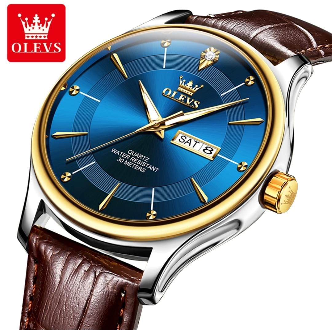 Business men's watches 2025 New Design OLEVS 9908 Casual Luminous Waterproof watch men Leather classic