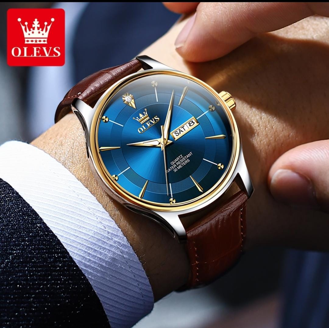 Business men's watches 2025 New Design OLEVS 9908 Casual Luminous Waterproof watch men Leather classic