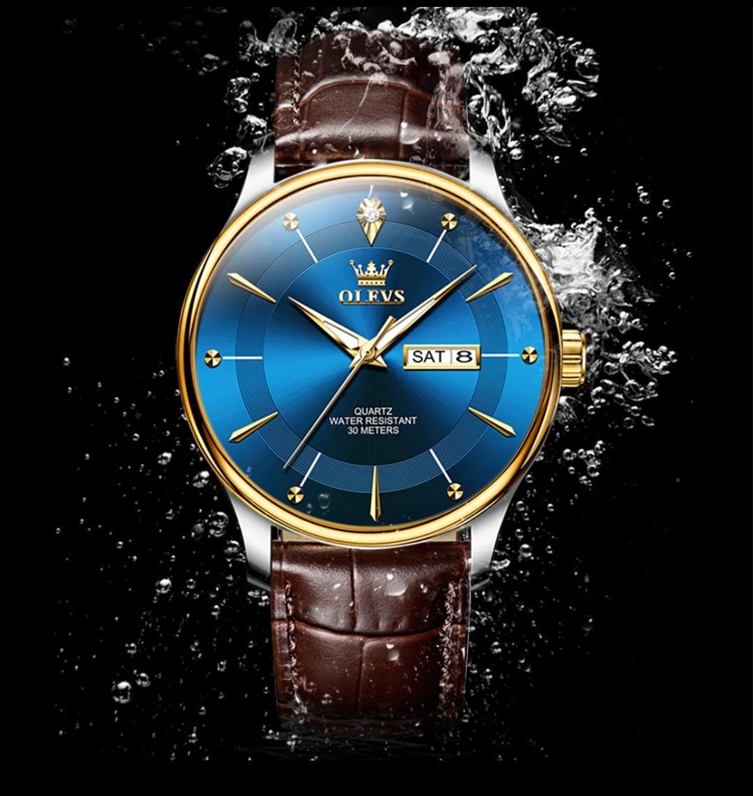 Business men's watches 2025 New Design OLEVS 9908 Casual Luminous Waterproof watch men Leather classic