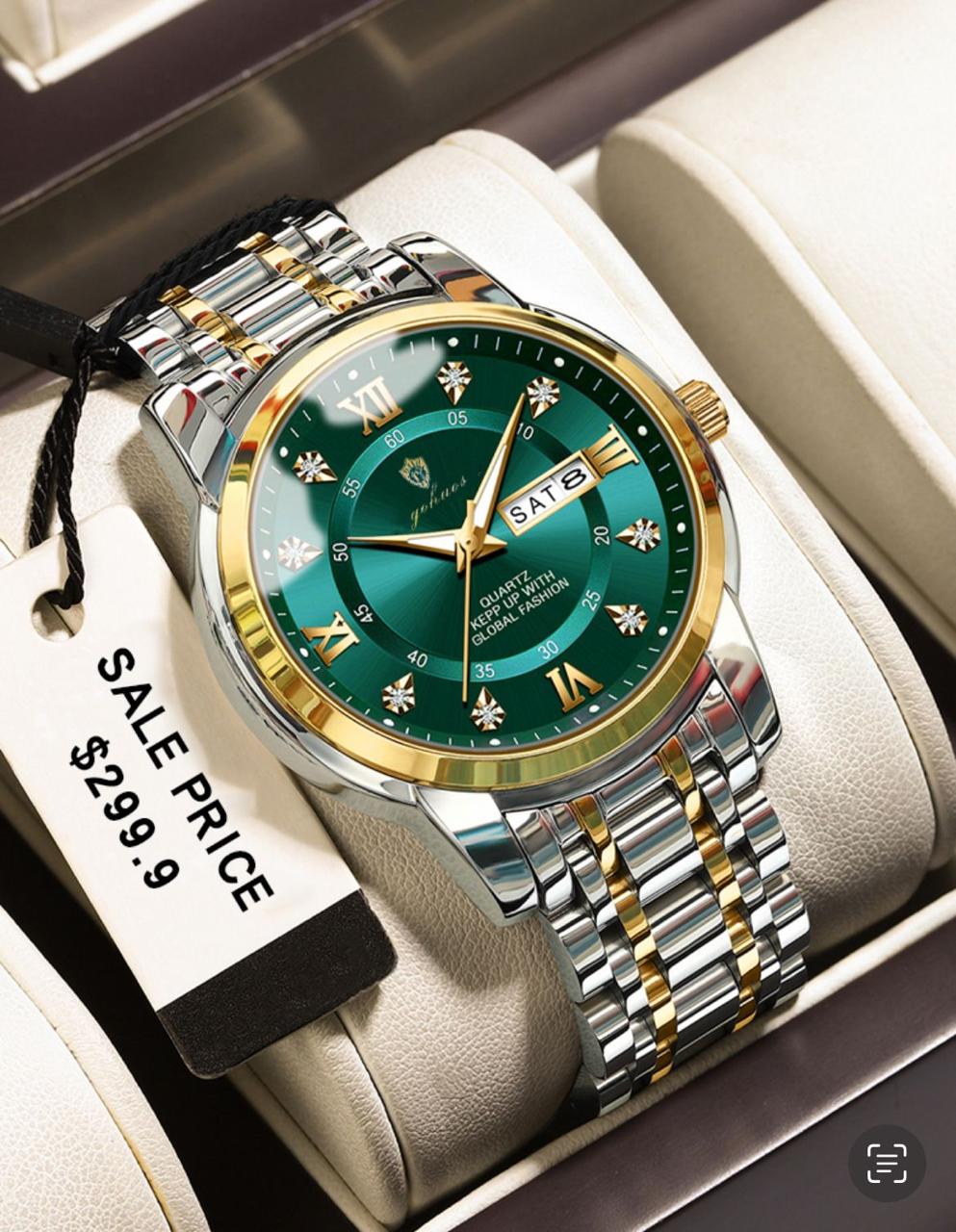 Business Casual Watch for Men GOHUOS 808 Stainless Steel Top Quality Luxury Luminous Date Week Sport Wrist Watches