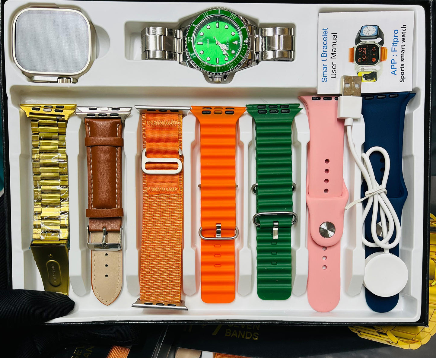 Smartwatch D14 GS Fashion 8 in 1 Gold men's Watch Combination Fitness Tracker Payment Couple D14GS Smart Watch Set for men