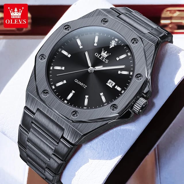 OLEVS 3613 Life Waterproof Stainless Steel Luminous Hands Wristwatch Gift Original Quartz Mens Top Brand Luxury Business Watches