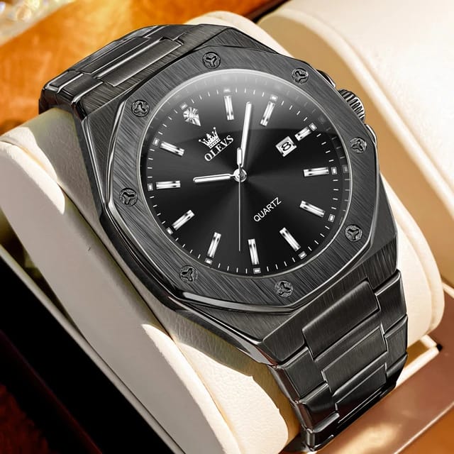 Simple Original Auto Date Stainless Steel Strap Man Watch OLEVS 3613 Luminous Hand Clock Waterproof Quartz Water Resistant Watc