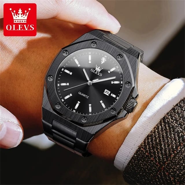 OLEVS 3613 Life Waterproof Stainless Steel Luminous Hands Wristwatch Gift Original Quartz Mens Top Brand Luxury Business Watches