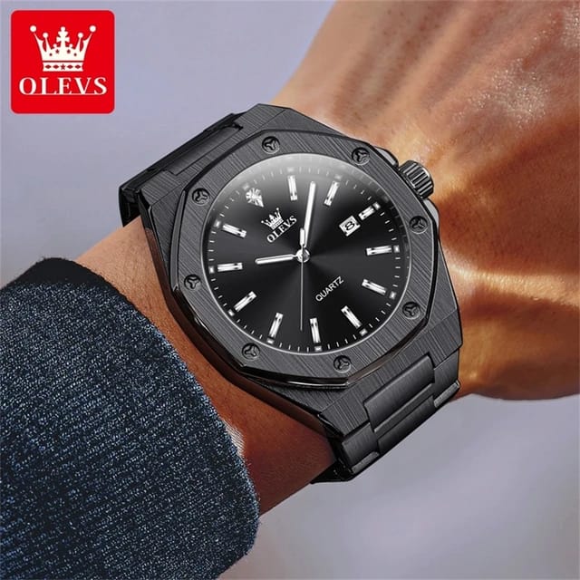 OLEVS 3613 Life Waterproof Stainless Steel Luminous Hands Wristwatch Gift Original Quartz Mens Top Brand Luxury Business Watches
