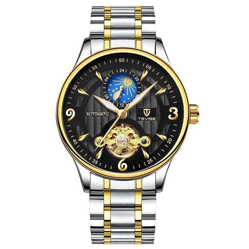 Mechanical Tourbillon TEVISE 820B Life Waterproof For Men Wristwatch Luminous Hands Semi-automatic Mechanical Movement Watches