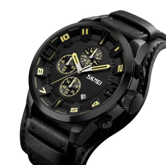 SKMEI 9165 New Fashion Sport Quartz Watches Men Luxury Business Leather Watch Waterproof Wristwatches Male Clock
