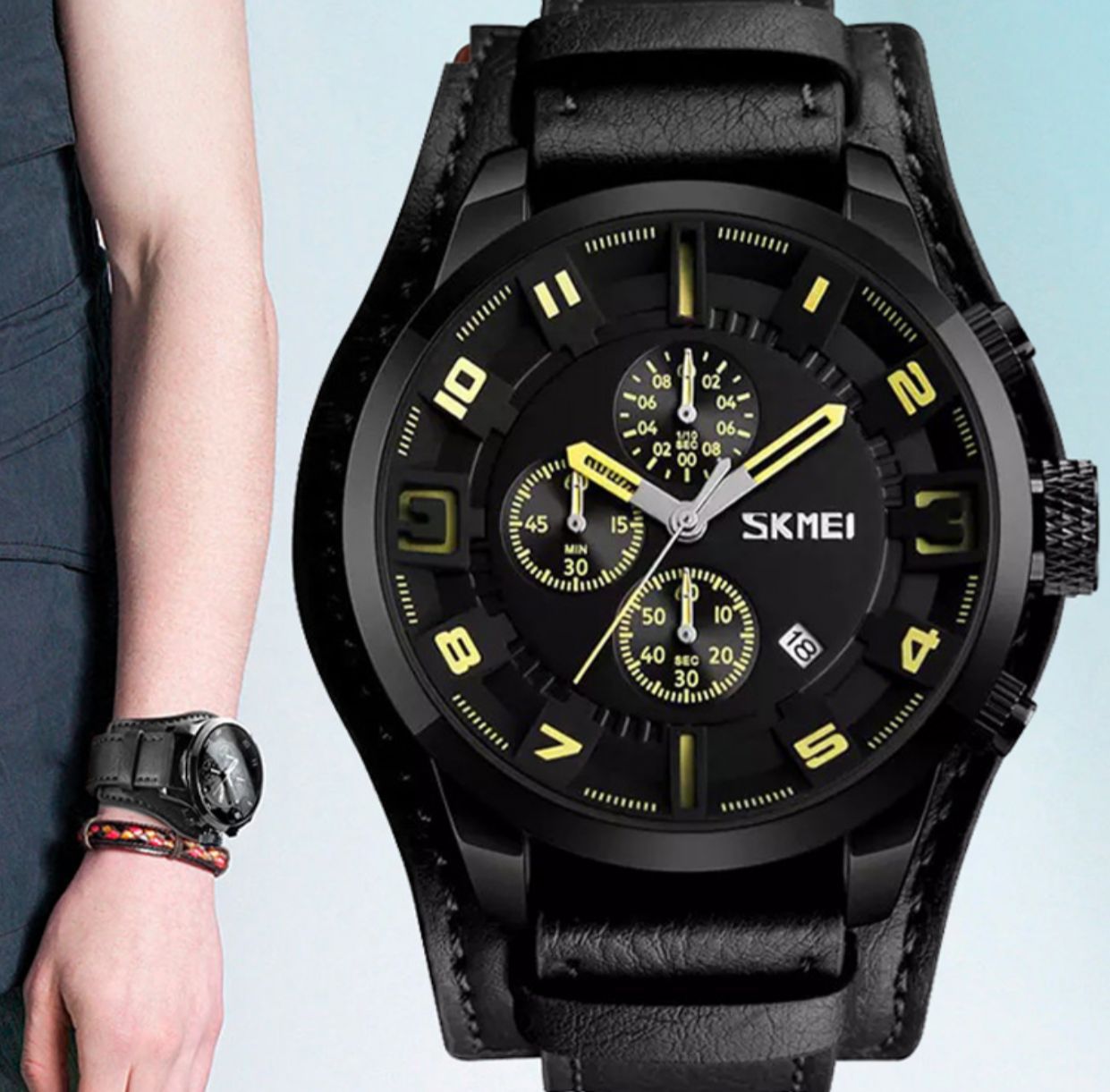 SKMEI 9165 New Fashion Sport Quartz Watches Men Luxury Business Leather Watch Waterproof Wristwatches Male Clock