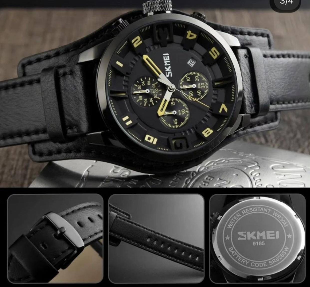 SKMEI 9165 New Fashion Sport Quartz Watches Men Luxury Business Leather Watch Waterproof Wristwatches Male Clock