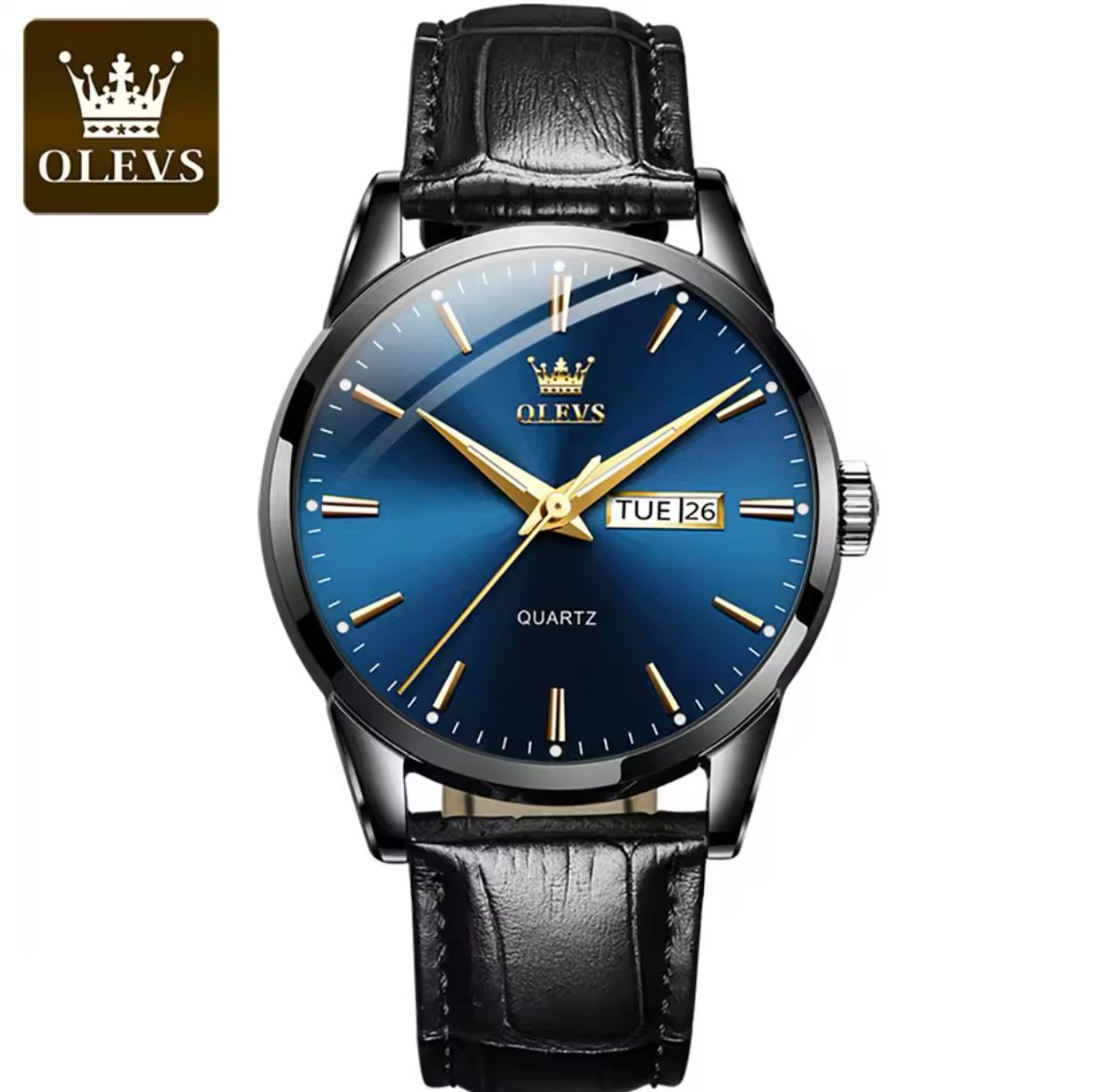 Leather Watch OLEVS 6898 Man WristWatches Luxury Day Date Quartz Watches Waterproof Watch