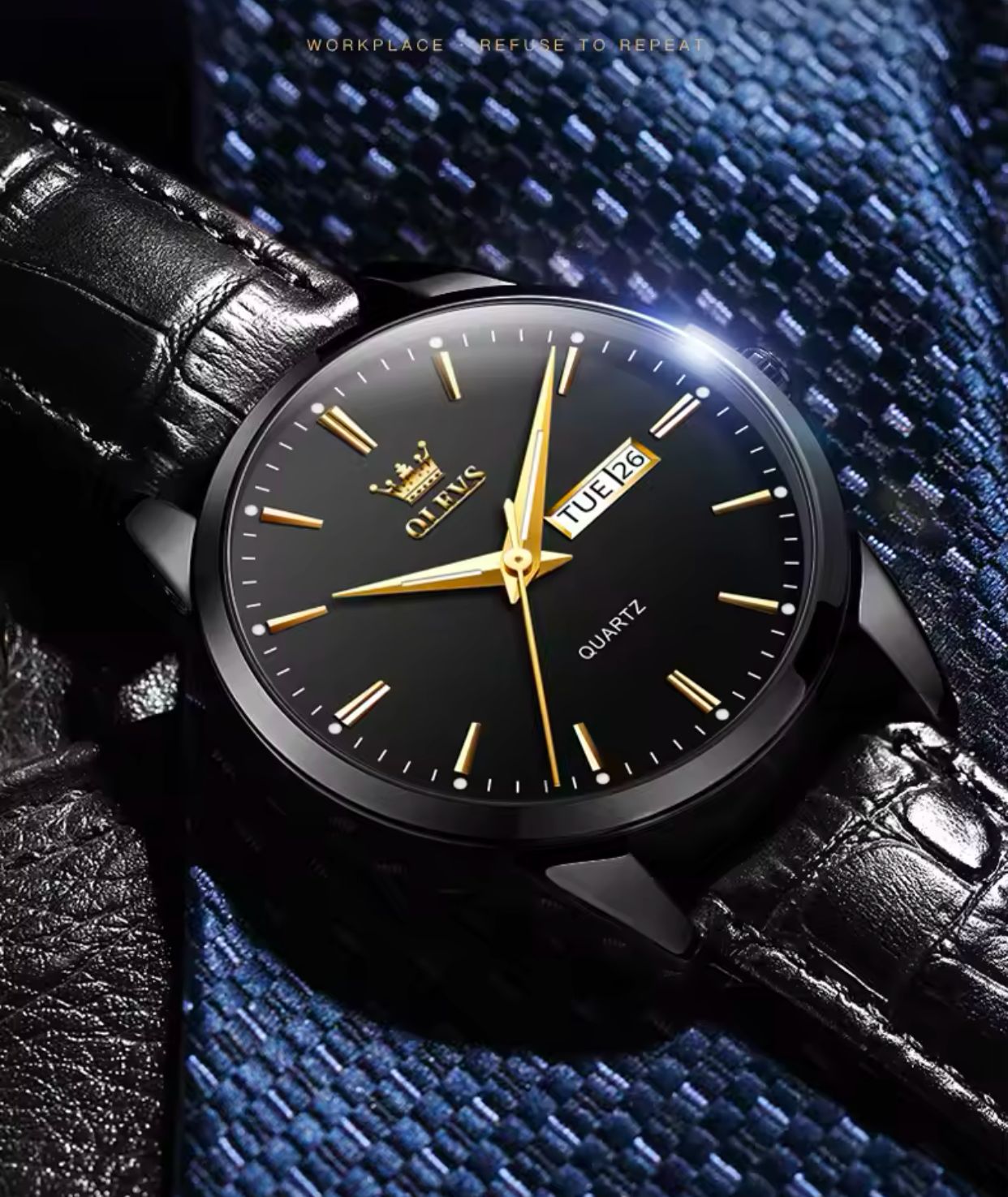 Leather Watch OLEVS 6898 Man WristWatches Luxury Day Date Quartz Watches Waterproof Watch