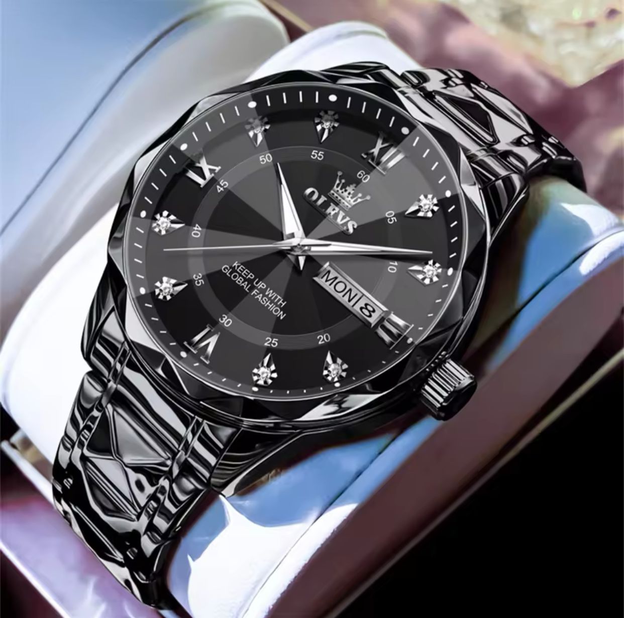 OLEVS 5609 high quality luxury brand men classic waterproof luminous stainless steel quartz watch