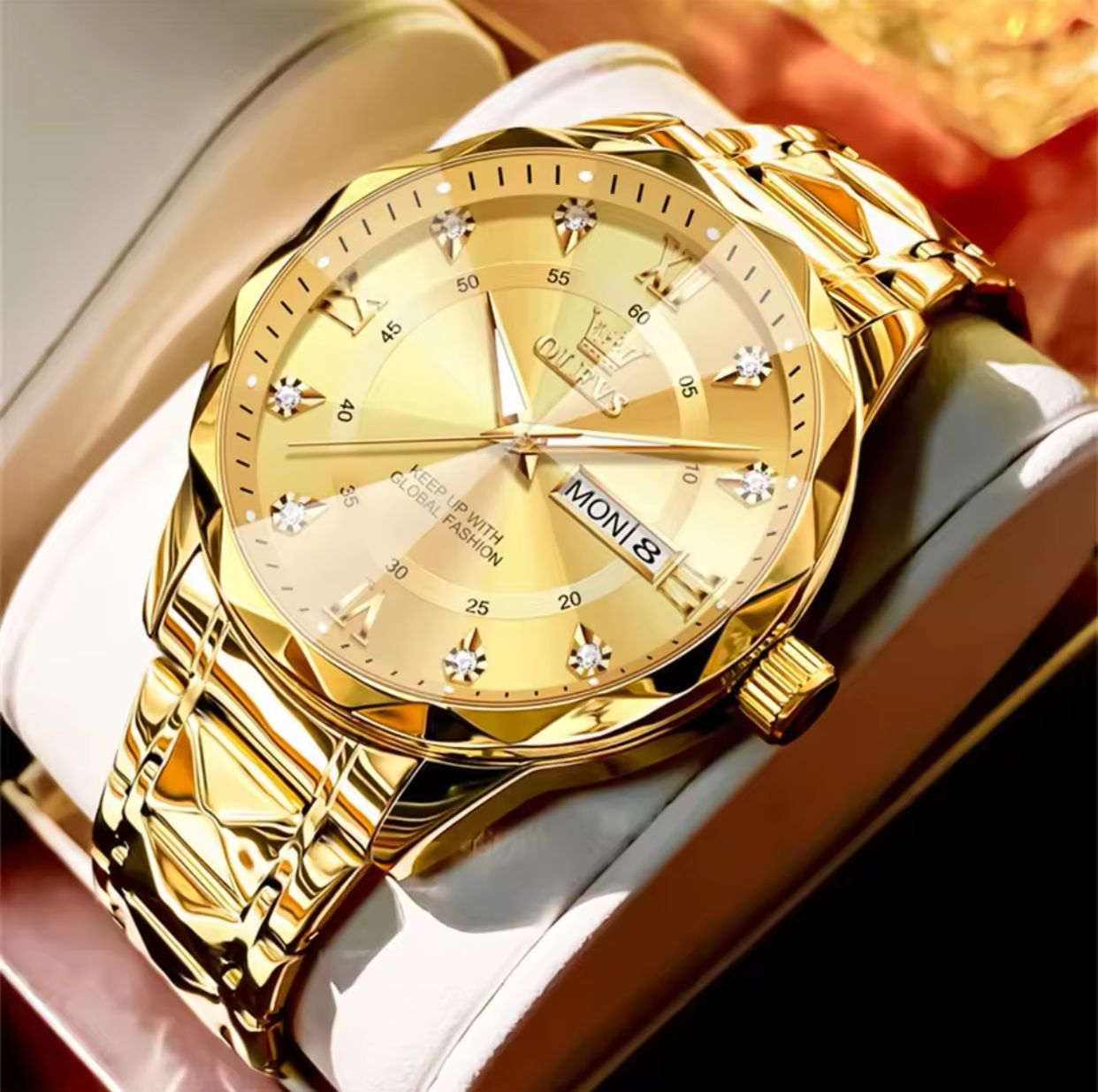 OLEVS 5609 high quality luxury brand men classic waterproof luminous stainless steel quartz watch