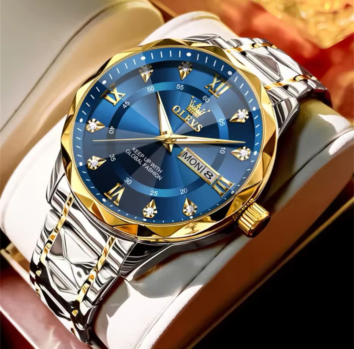 OLEVS 5609 high quality luxury brand men classic waterproof luminous stainless steel quartz watch