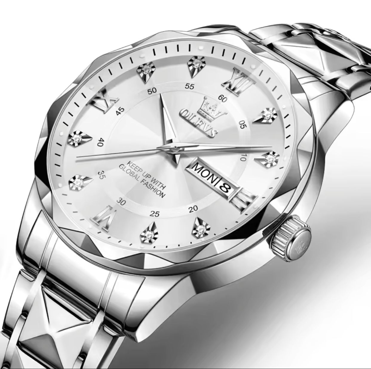 OLEVS 5609 high quality luxury brand men classic waterproof luminous stainless steel quartz watch