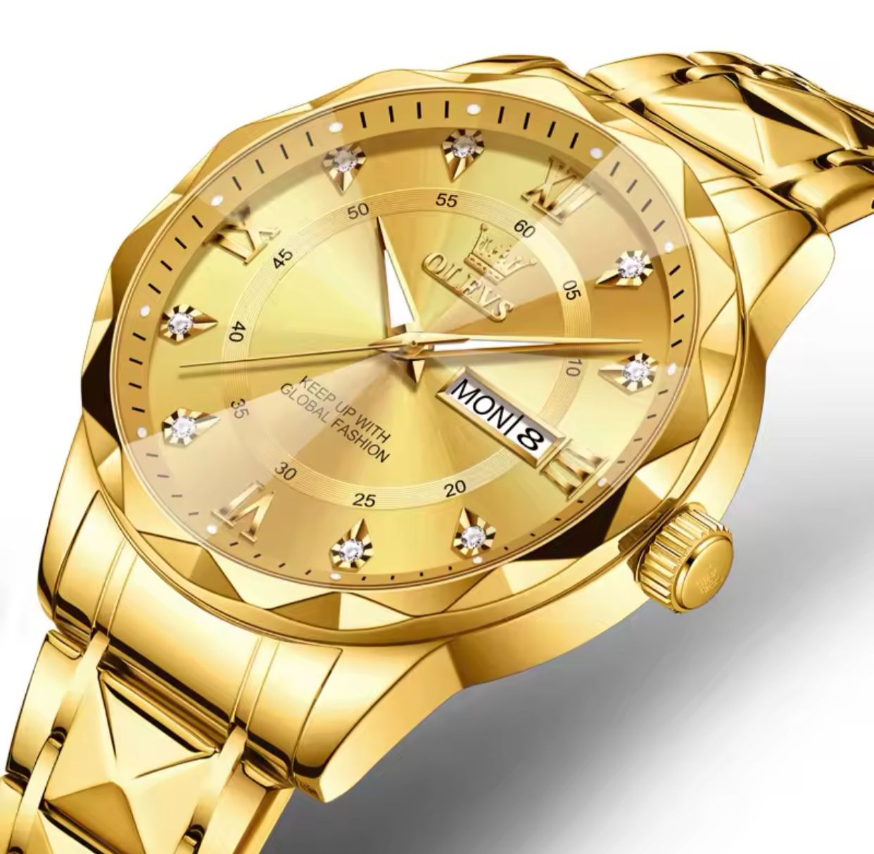 OLEVS 5609 high quality luxury brand men classic waterproof luminous stainless steel quartz watch