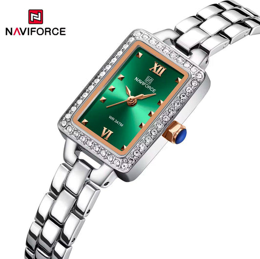 NAVIFORCE NF5043 Luxury Brand Square Quartz Watch Women Fashion Stainless Steel Waterproof Wristwatch Elegant Lady Watches