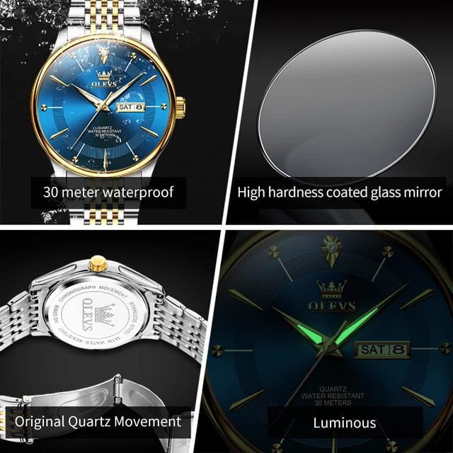 New OLEVS 9908 Watch Men Fashion Sport Quartz Clock Leather Watch for Man Waterproof Chronograph Watch