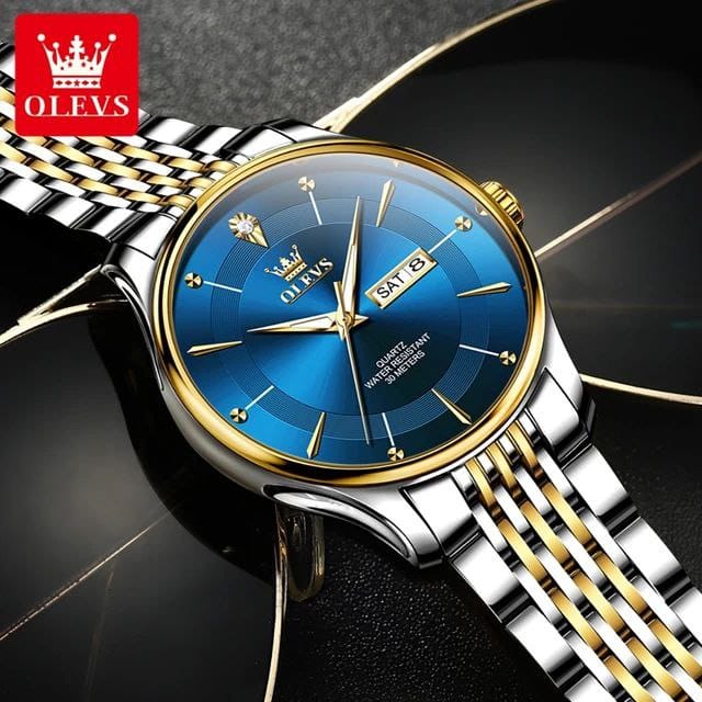 New OLEVS 9908 Watch Men Fashion Sport Quartz Clock Leather Watch for Man Waterproof Chronograph Watch