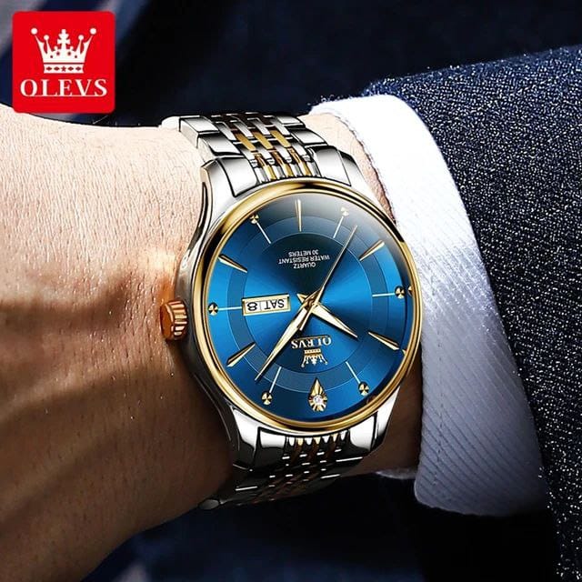 New OLEVS 9908 Watch Men Fashion Sport Quartz Clock Leather Watch for Man Waterproof Chronograph Watch