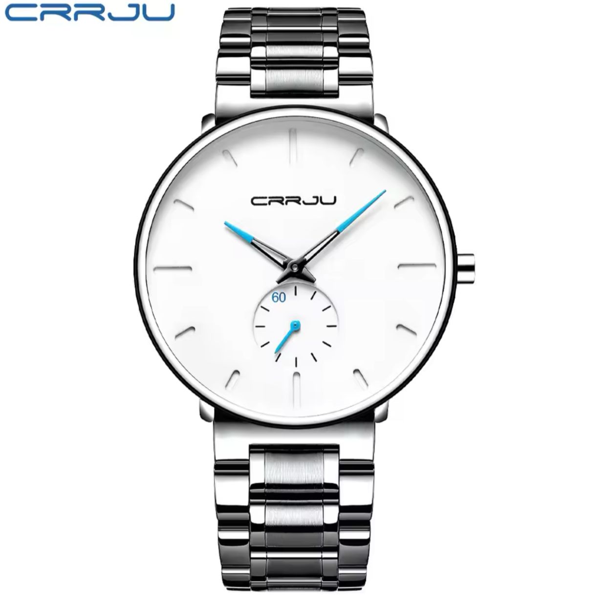 Mens Watches Stainless Steel Men Wrist Watch CRRJU 2150 Casual Luxury Waterproof Sport Watch for Men Quartz