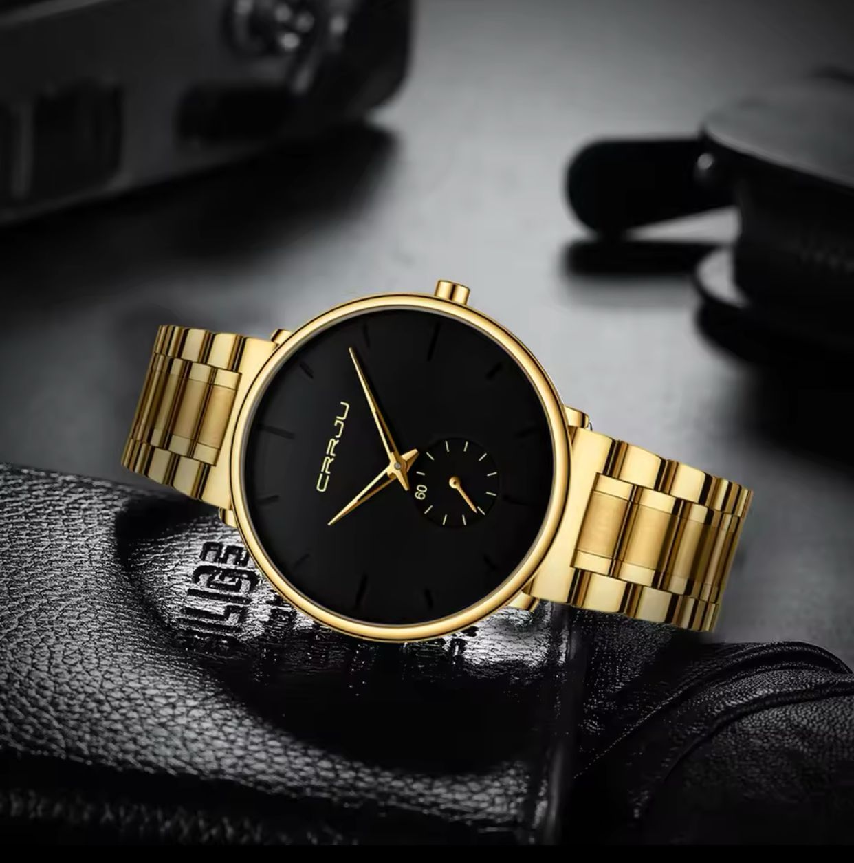 Mens Watches Stainless Steel Men Wrist Watch CRRJU 2150 Casual Luxury Waterproof Sport Watch for Men Quartz