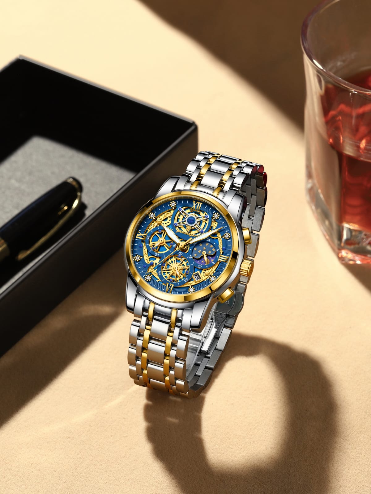 New Arrivals Quartz Watch POEDAGAR 984 for Men Luxury Stainless Steel Waterproof Chronograph Men Watches