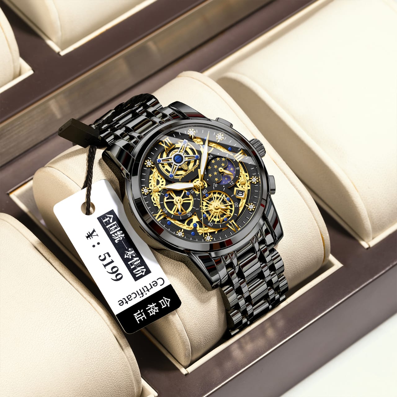 New Arrivals Quartz Watch POEDAGAR 984 for Men Luxury Stainless Steel Waterproof Chronograph Men Watches