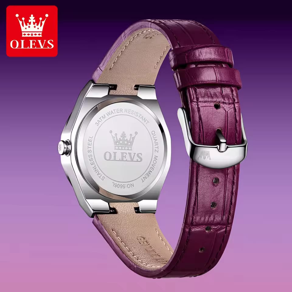 Waterproof Business Quartz Wristwatch OLEVS 5606 High Definition Mirror Classic Genuine Leather Lady Beauty Women Diamond Watch