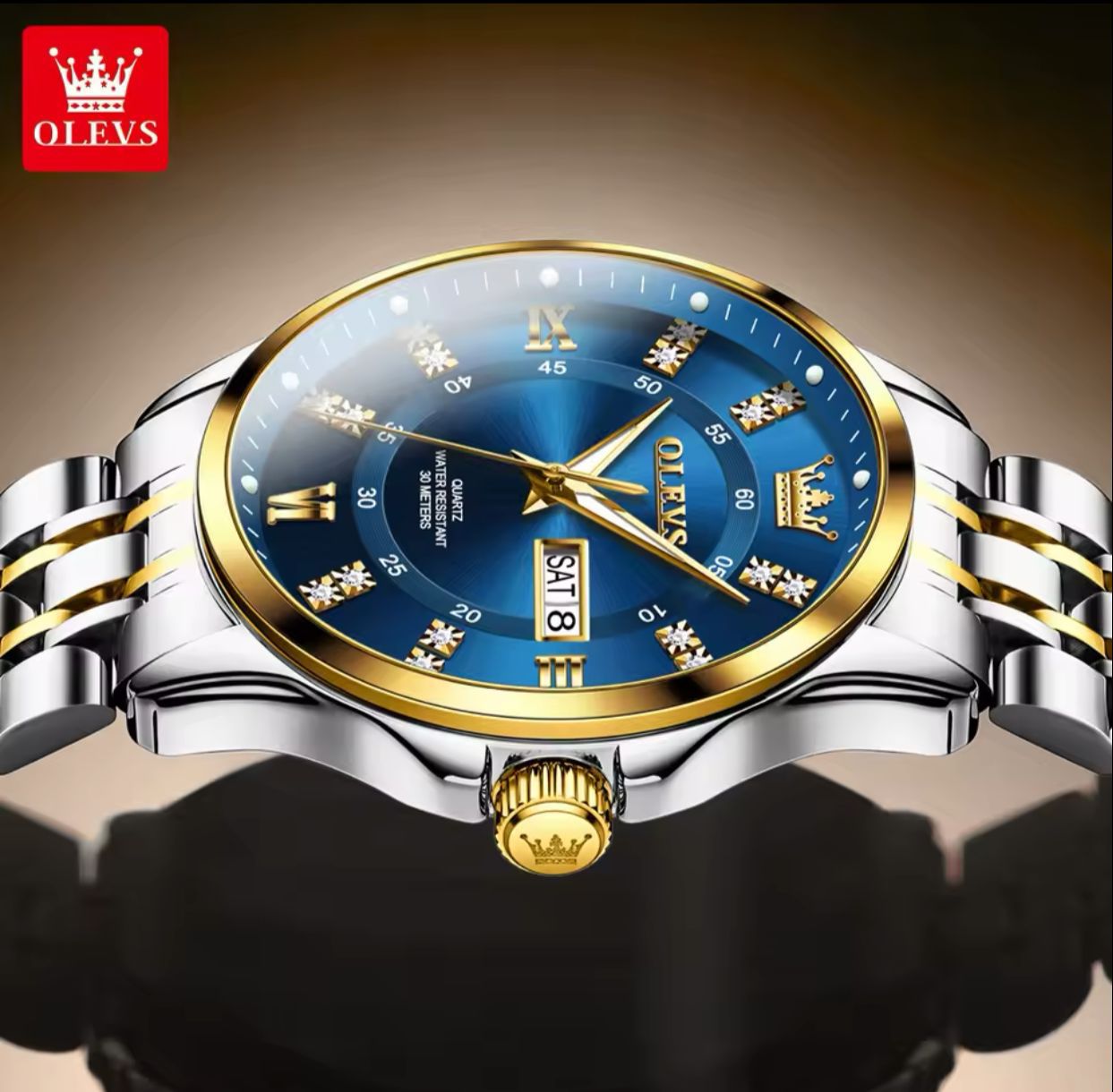 Auto Date Luxury Stainless Steel Strap OLEVS 3620 Waterproof Elegant Quartz Wrist Watches Top Brand Luminous Hands Men's Watch