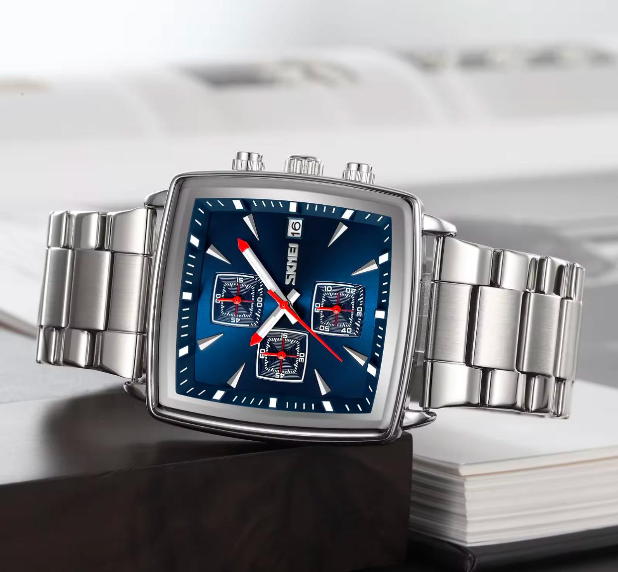 Square Luxury Quartz Watches Waterproof Stainless Steel Mens watch SKMEI 9931 Chronograph Watch for Men