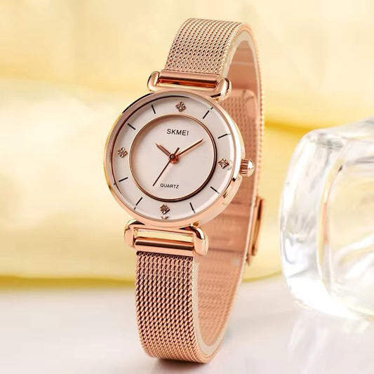 Top Brand Lady Watch Skmei 1330 Stainless Steel Elegant Rose Gold Girls Hand Watch