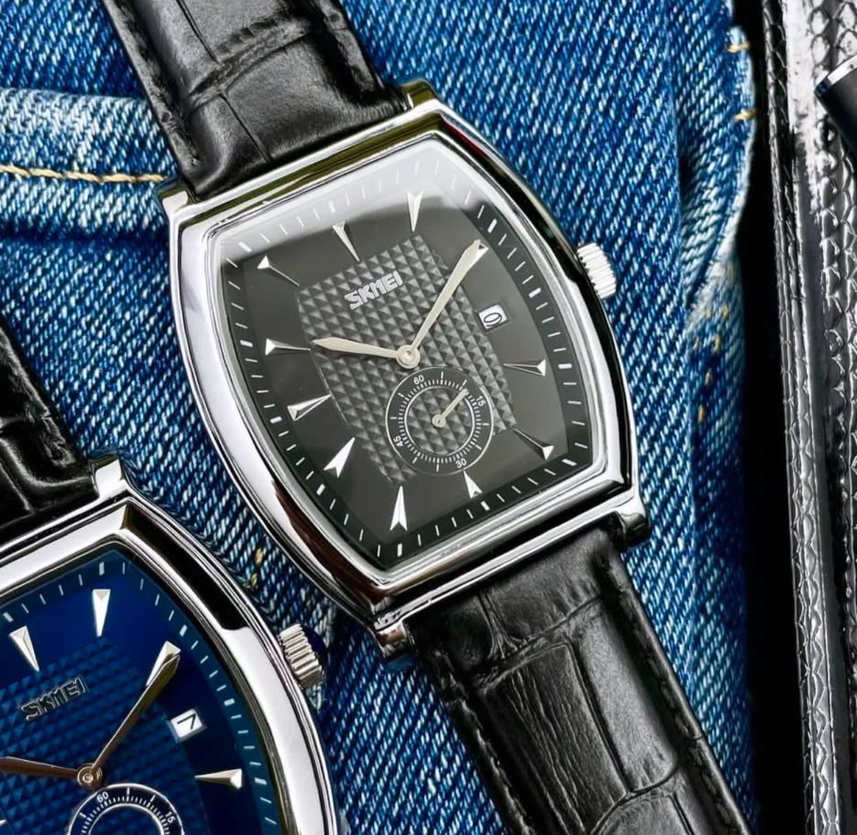 Square watches Men analog quartz SKMEI 9306 Mini Calendar