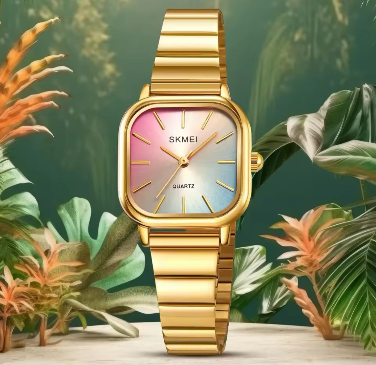 Women's Watch Skmei 2190 High Quality Quartz Movement Stainless Steel Band 30M Waterproof Fashion Ladies Sports Watch For Girls