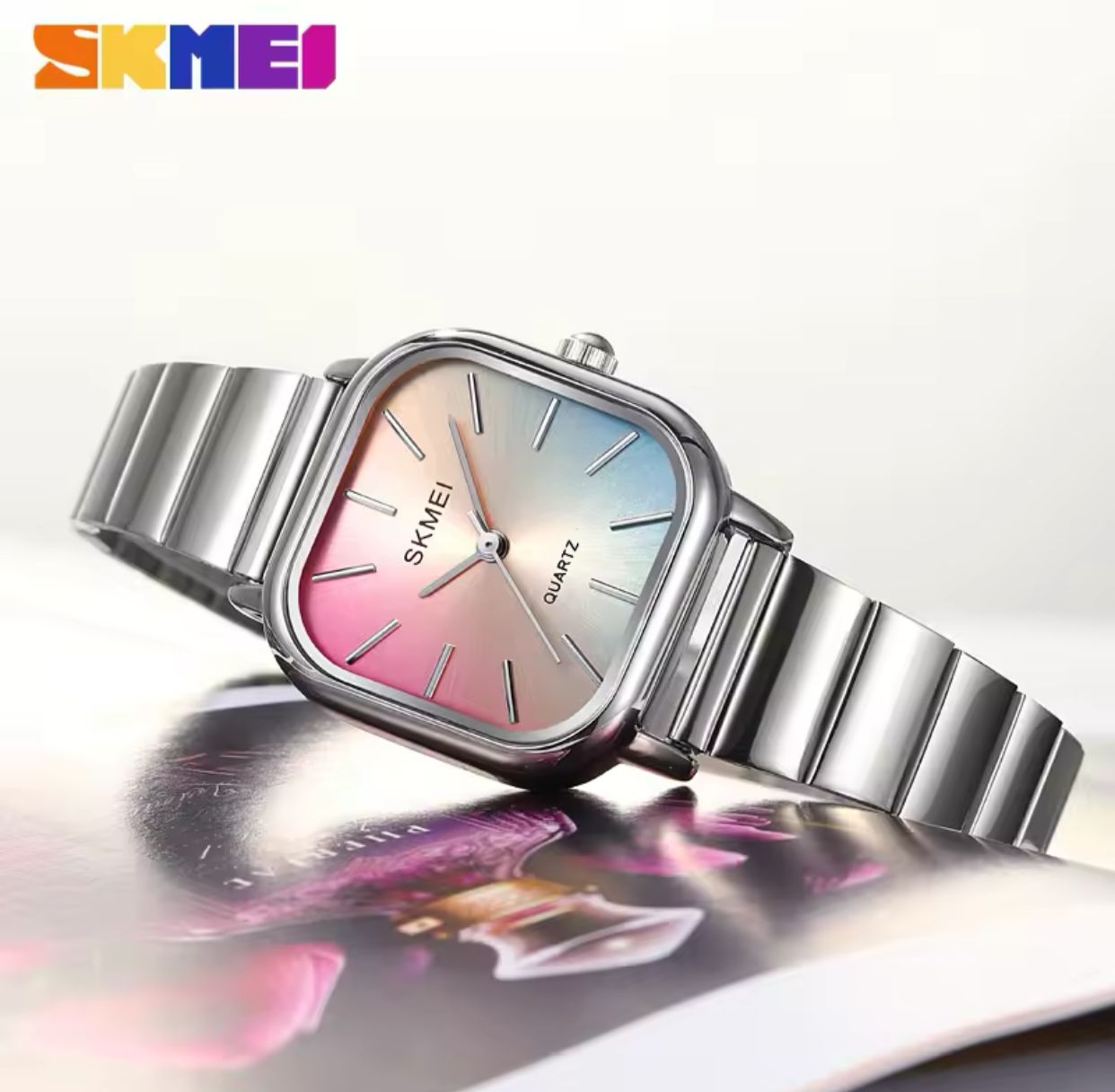 Women's Watch Skmei 2190 High Quality Quartz Movement Stainless Steel Band 30M Waterproof Fashion Ladies Sports Watch For Girls