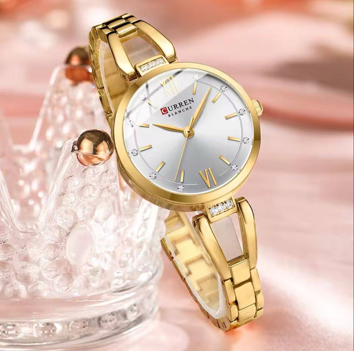 Hot Sale Luxury Elegance Stainless Steel Bracelet Wristwatch For Women CURREN 9092 High Quality Ladies Quartz Watch