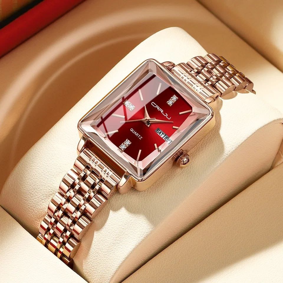 Diamond rectangle quartz women with Day Date Jewellery Bracelet ladies watch