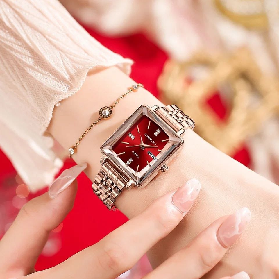 Diamond rectangle quartz women with Day Date Jewellery Bracelet ladies watch