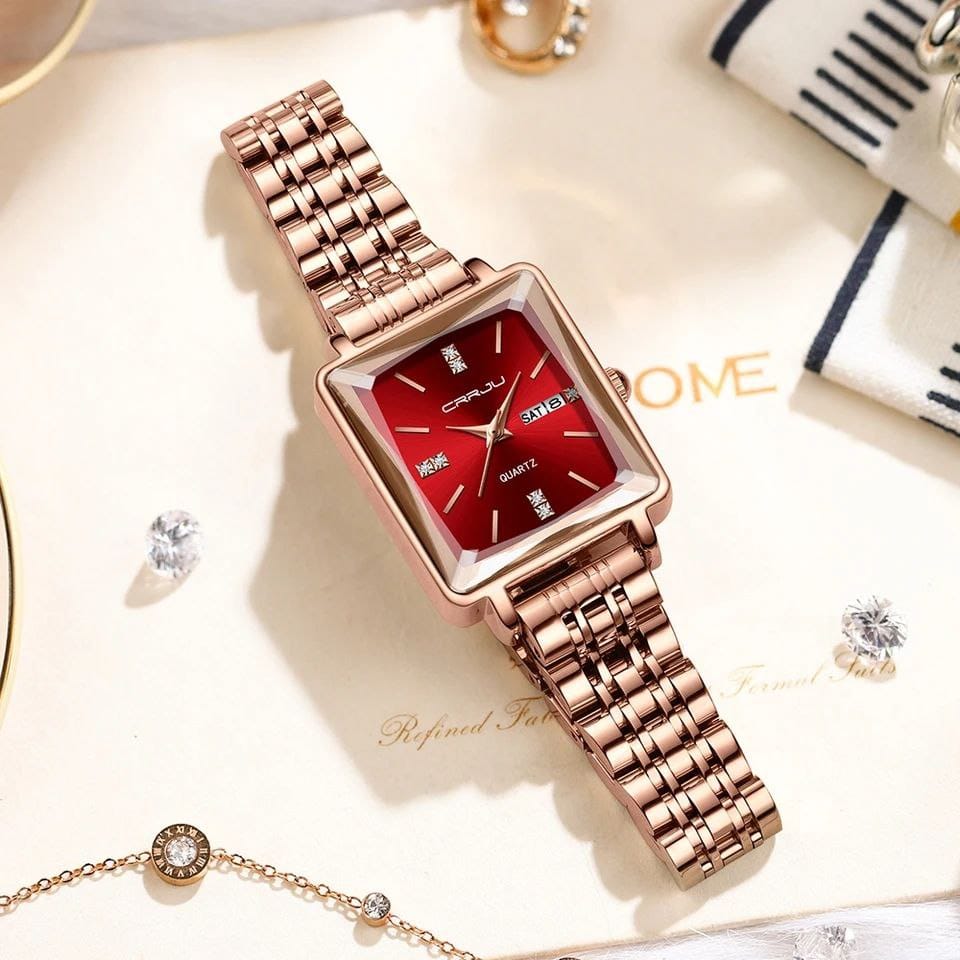 Diamond rectangle quartz women with Day Date Jewellery Bracelet ladies watch