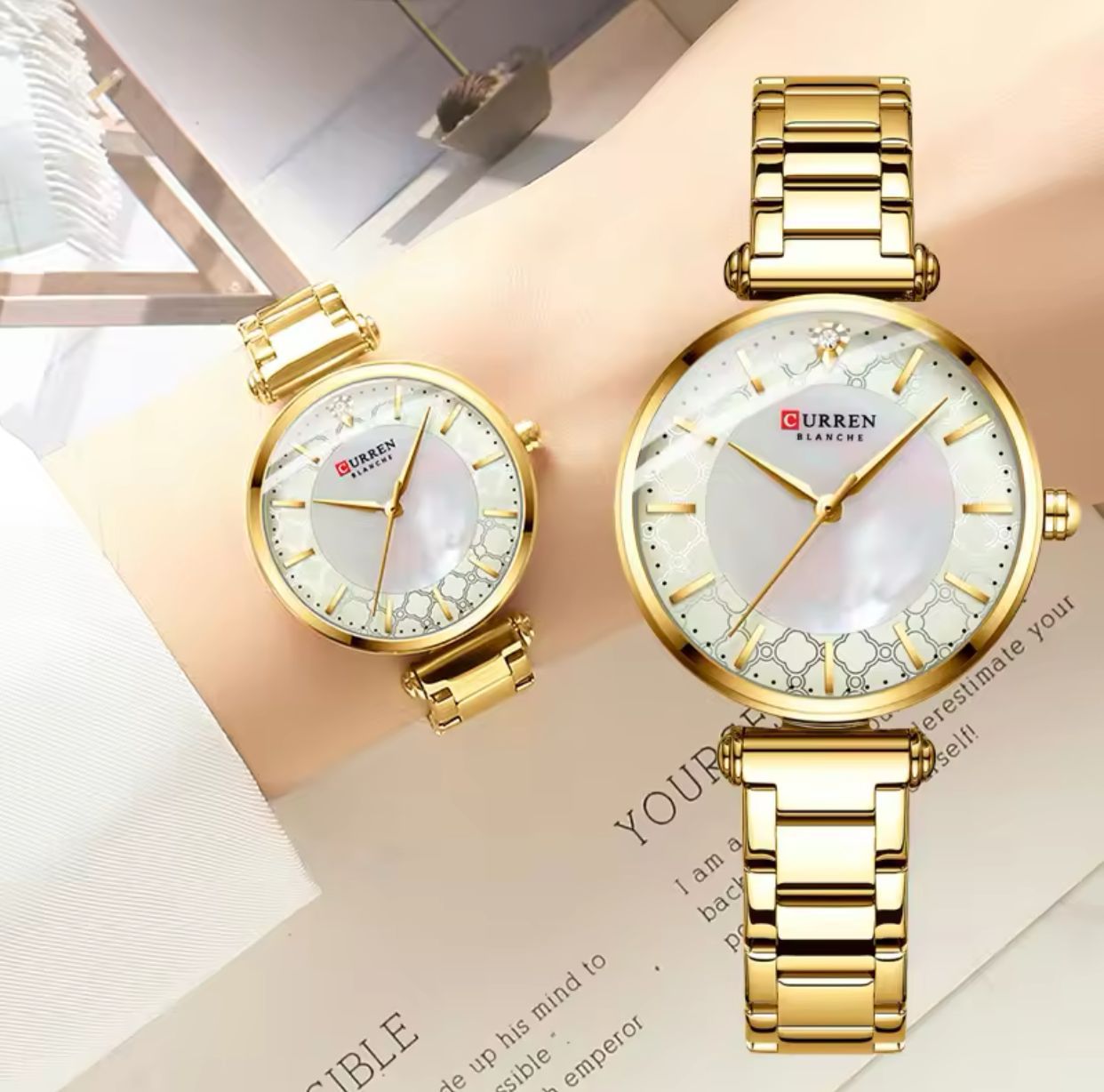 Watches for Women Luxury Brand CURREN 9072 Elegant Thin Quartz Wristwatch with Stainless Steel Simple Female Clock