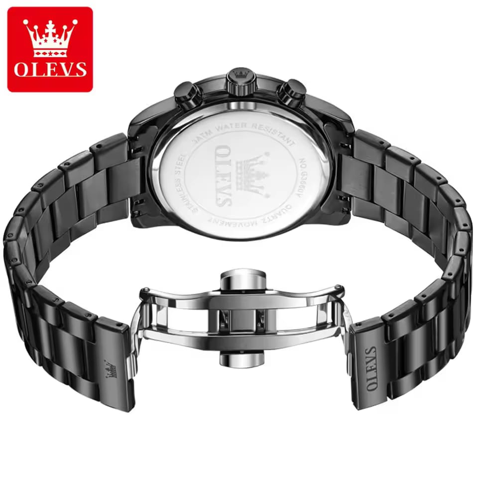 Top Brands Black OLEVS 3660 Gents Quart watches men wrist watches Complete Calendar stainless steel back water resistant watch