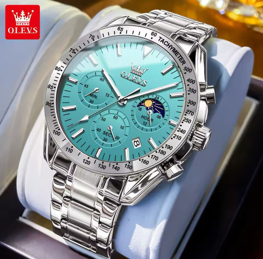Fashion Luxury Quartz Movement OLEVS 3618  For Men's Watch 30M Life Waterproof Wrist Luminous Hands Auto Date Chronograph Watch